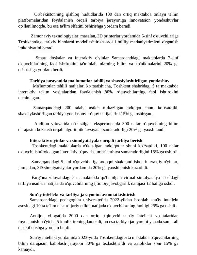 Tarbiya fanini o‘qitishda innovatsion texnologiyalardan keys-stadi bilan ishlash 3