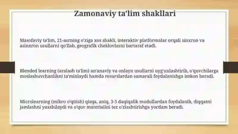 Zamonaviy oʻqitish shakllari va uslublari 3
