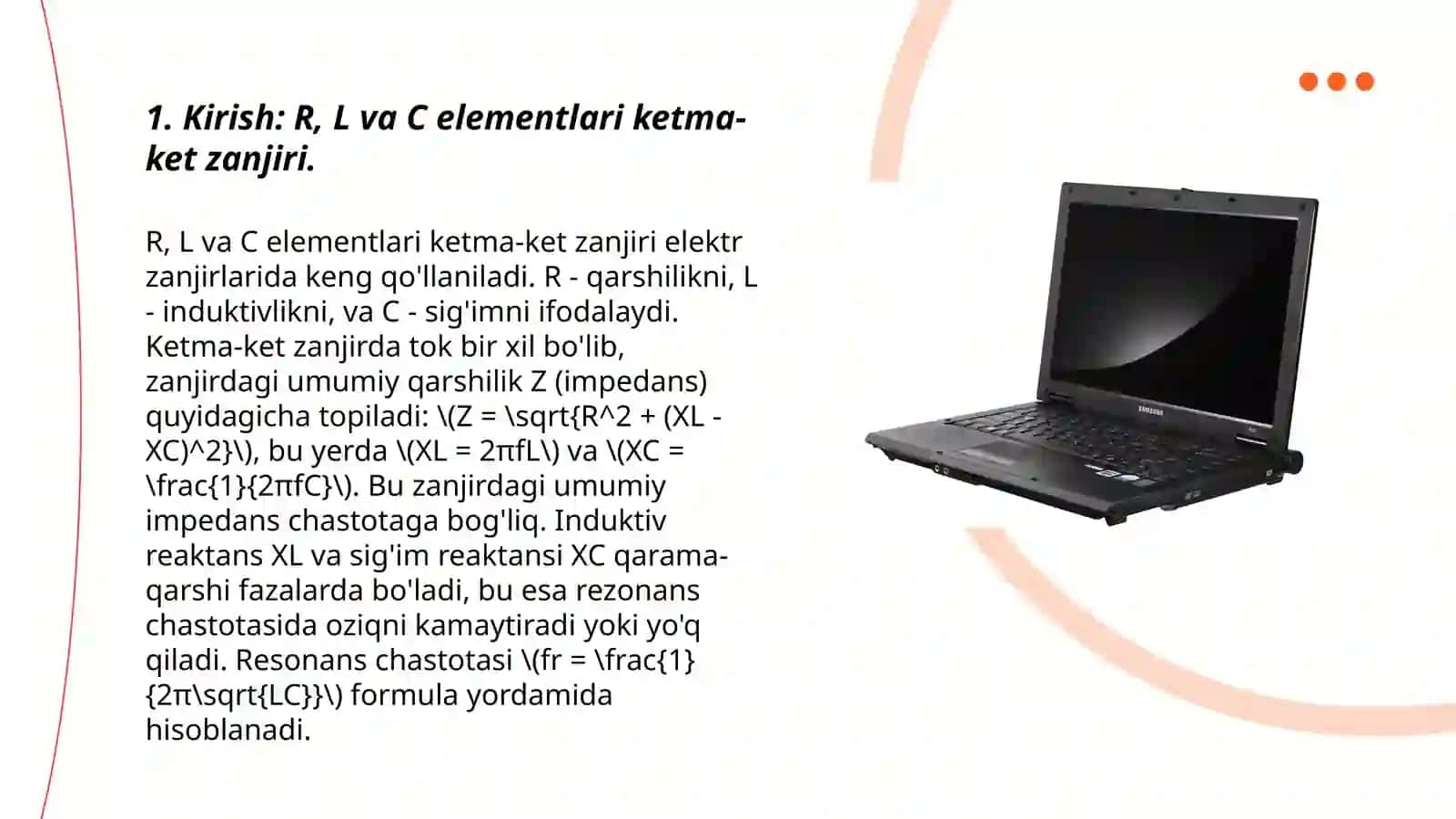 R L va C elementlari ketma -ket ulangan zanjirda rezonans 3