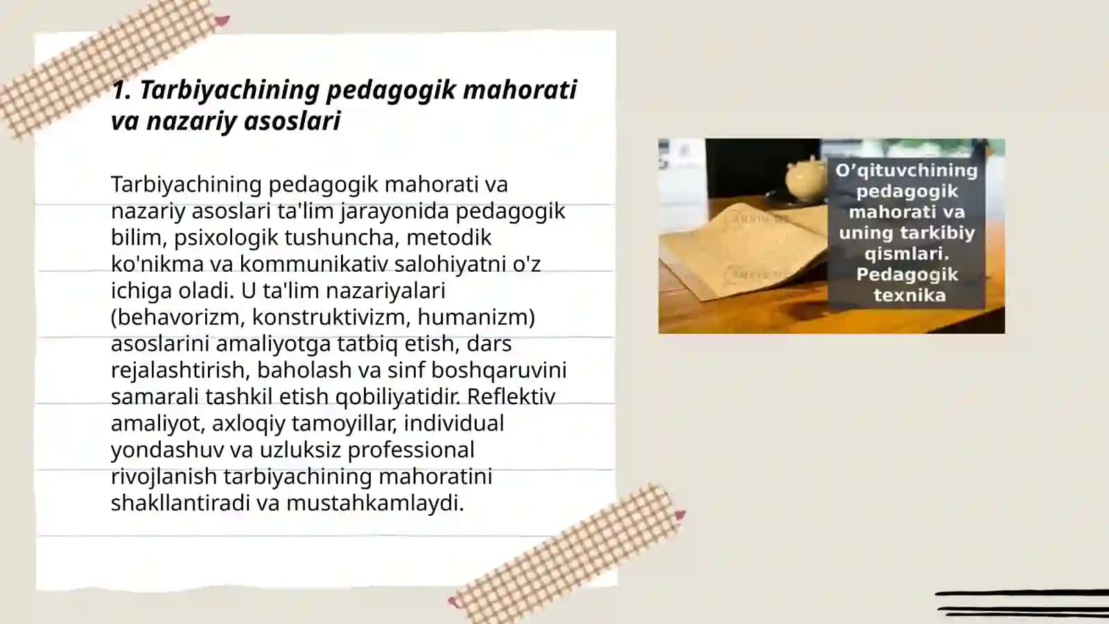 Tarbiyachining taʼlim jarayonidagi mahorati 3