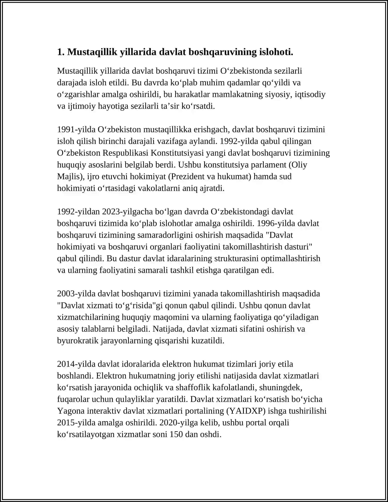 MUSTAQILLIK YILLARIDA DAVLAT BOSHQARUV TIZIMI AMALGA OSHIRILGAN ISLOHOTLAR 3