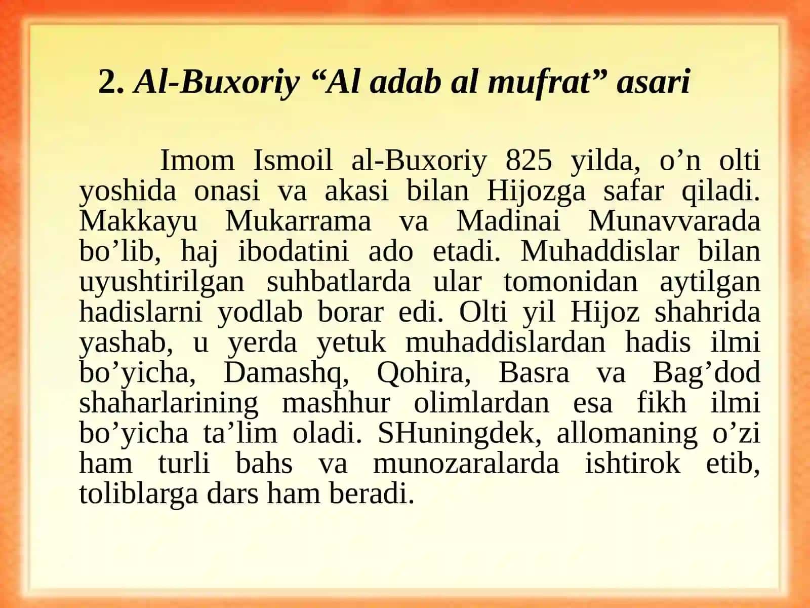 Al-Buxoriy “Al adab al mufrat” asari 3