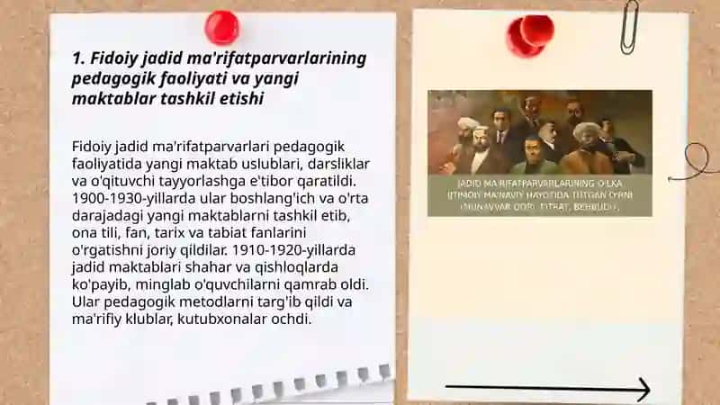 Fidoiy jadid ma'rifatparvarlarining faoliayti va ularning oʻlka ma'rifiy va madaniy hayotida tutgan oʻrni 3