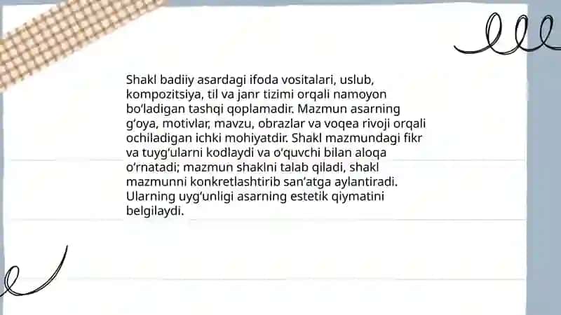 Badiiy asarda shakl va mazmun 3