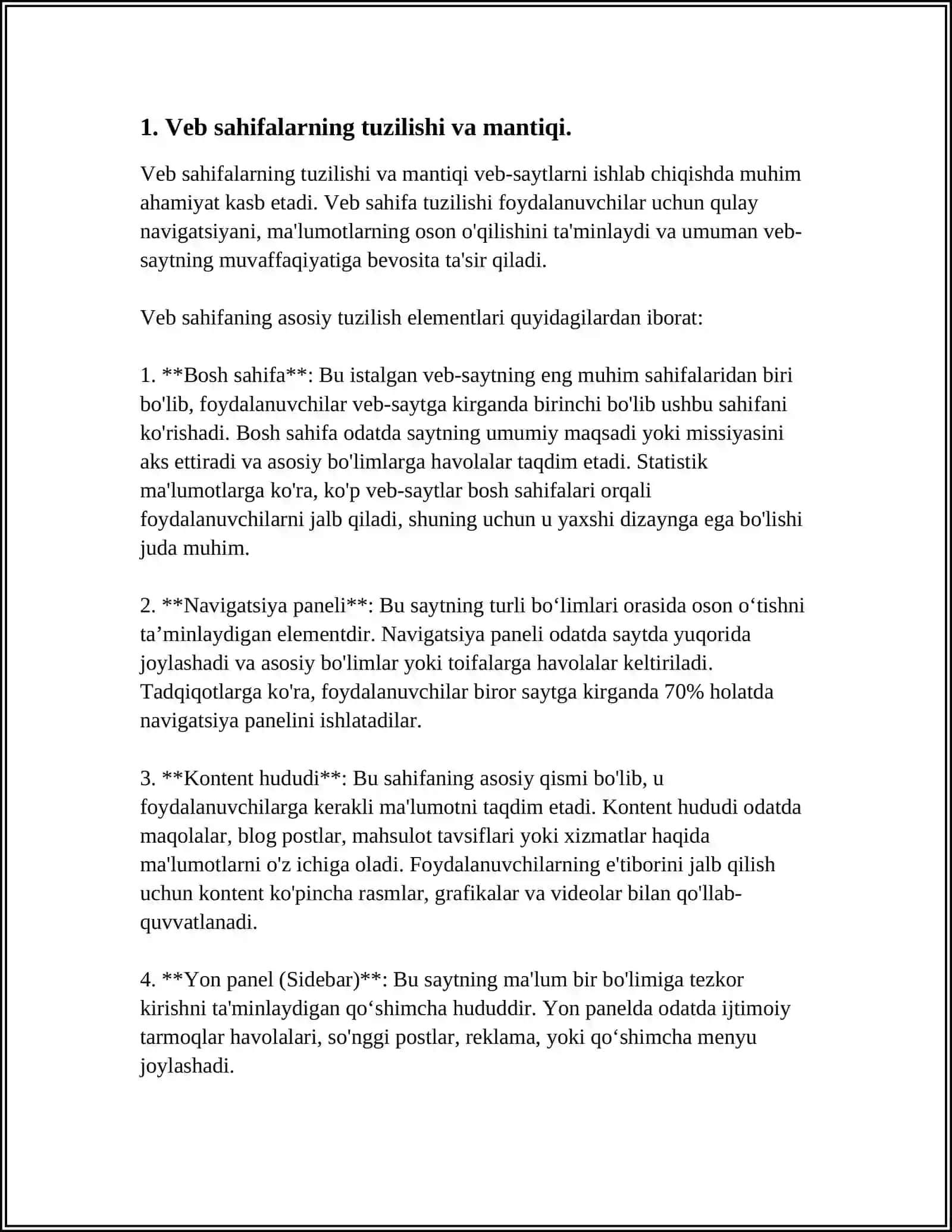 Veb sahifaning tuzilishi va yaratish imkoniyatlari 3