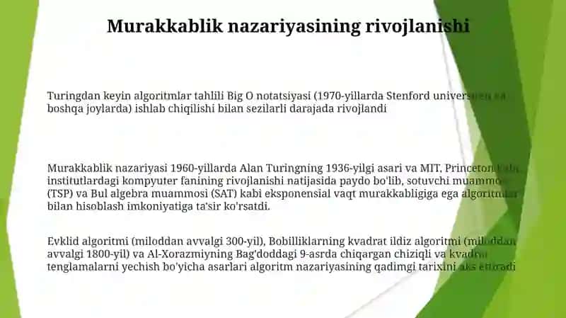 Zamonaviy Algoritmlarni Lohiyalash va Tahlil qilish 3