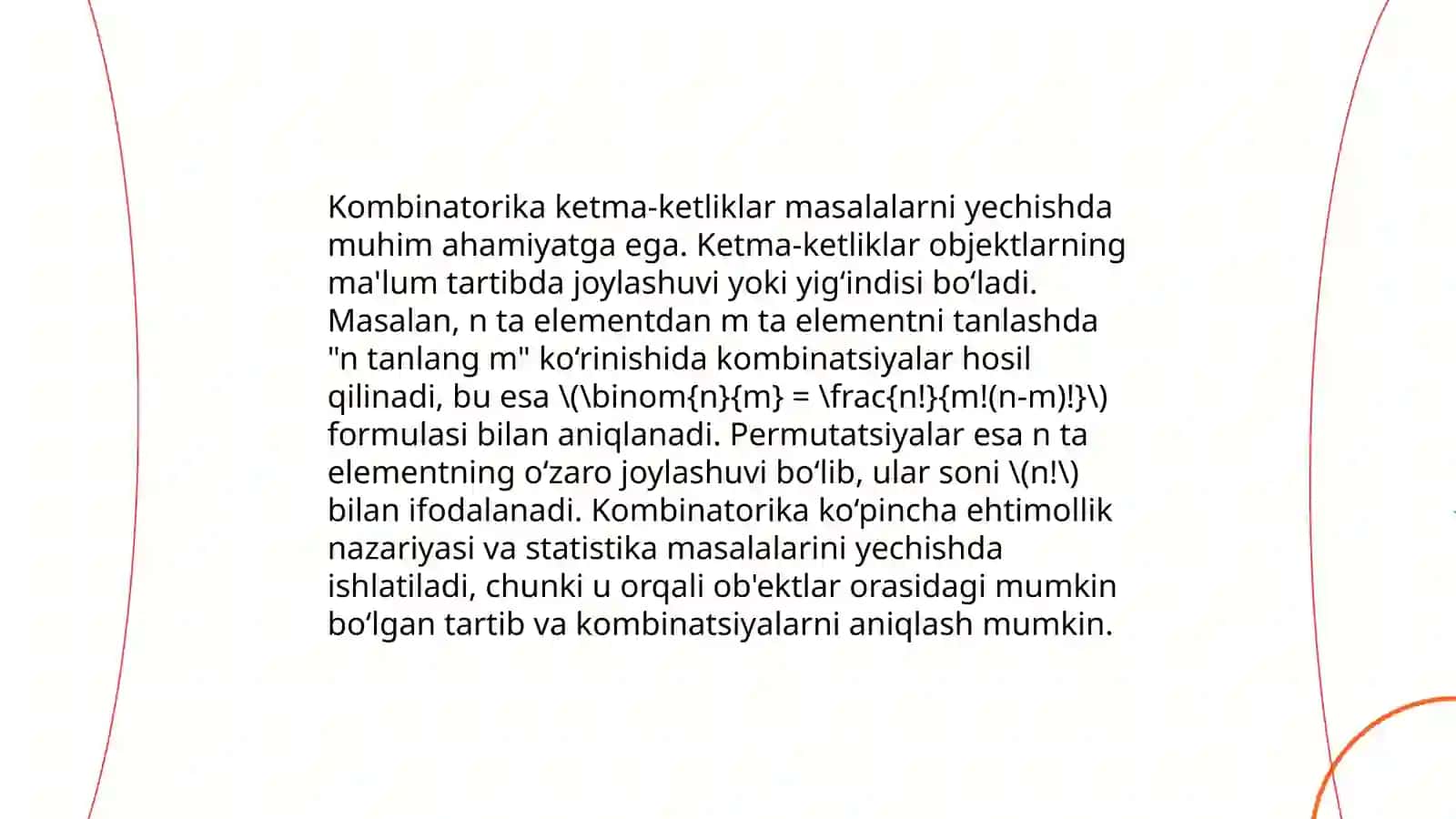 Sonli ketma-ketliklarni kombinatorika, ehtimollar nazariyasidagi tatbiqlar 3