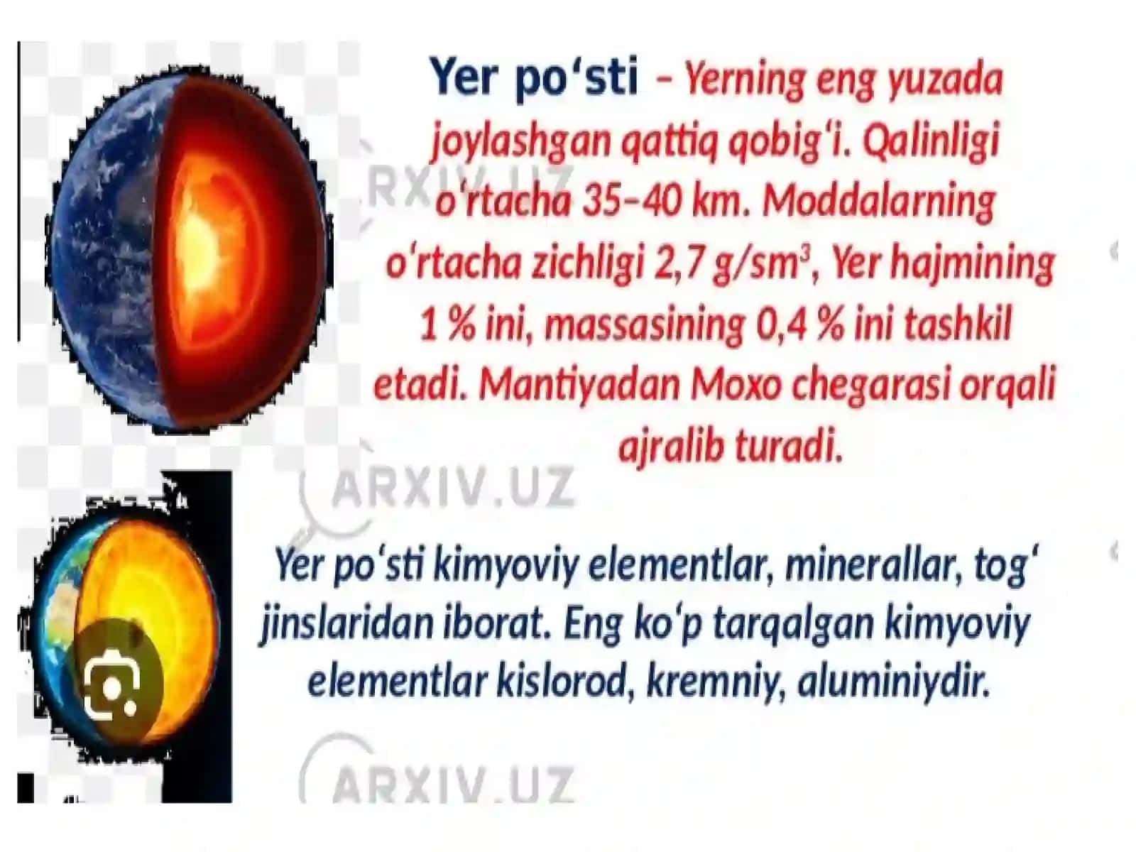 Yer põstining tuzilishi, uning turlari va kimyoviy tarkibi 3