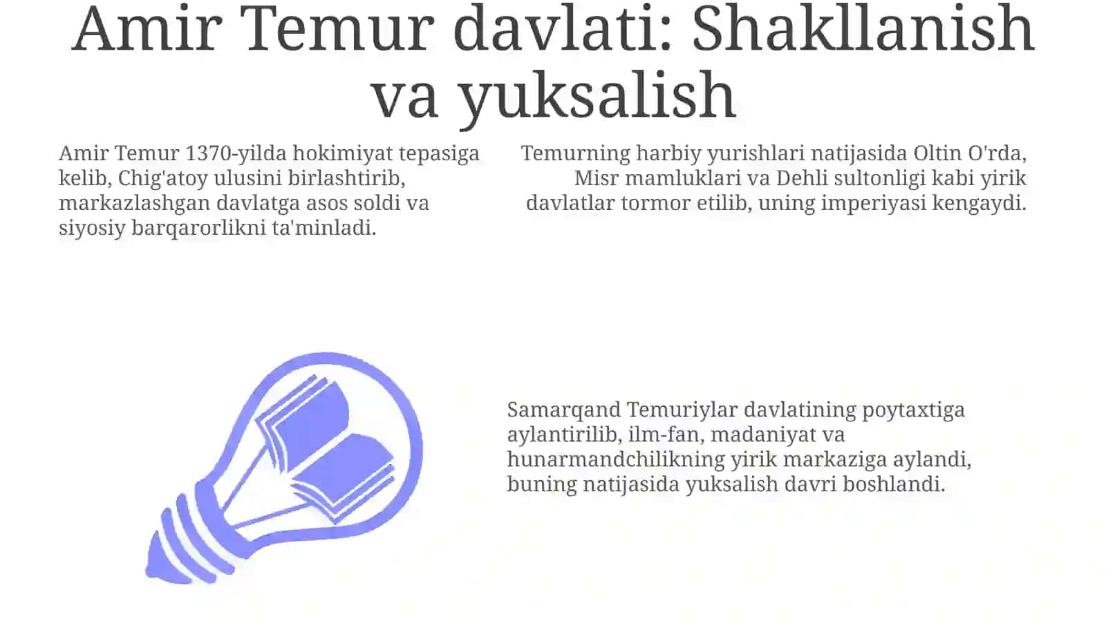 Amir Temur davlati: Shakllanish va yuksalish 3
