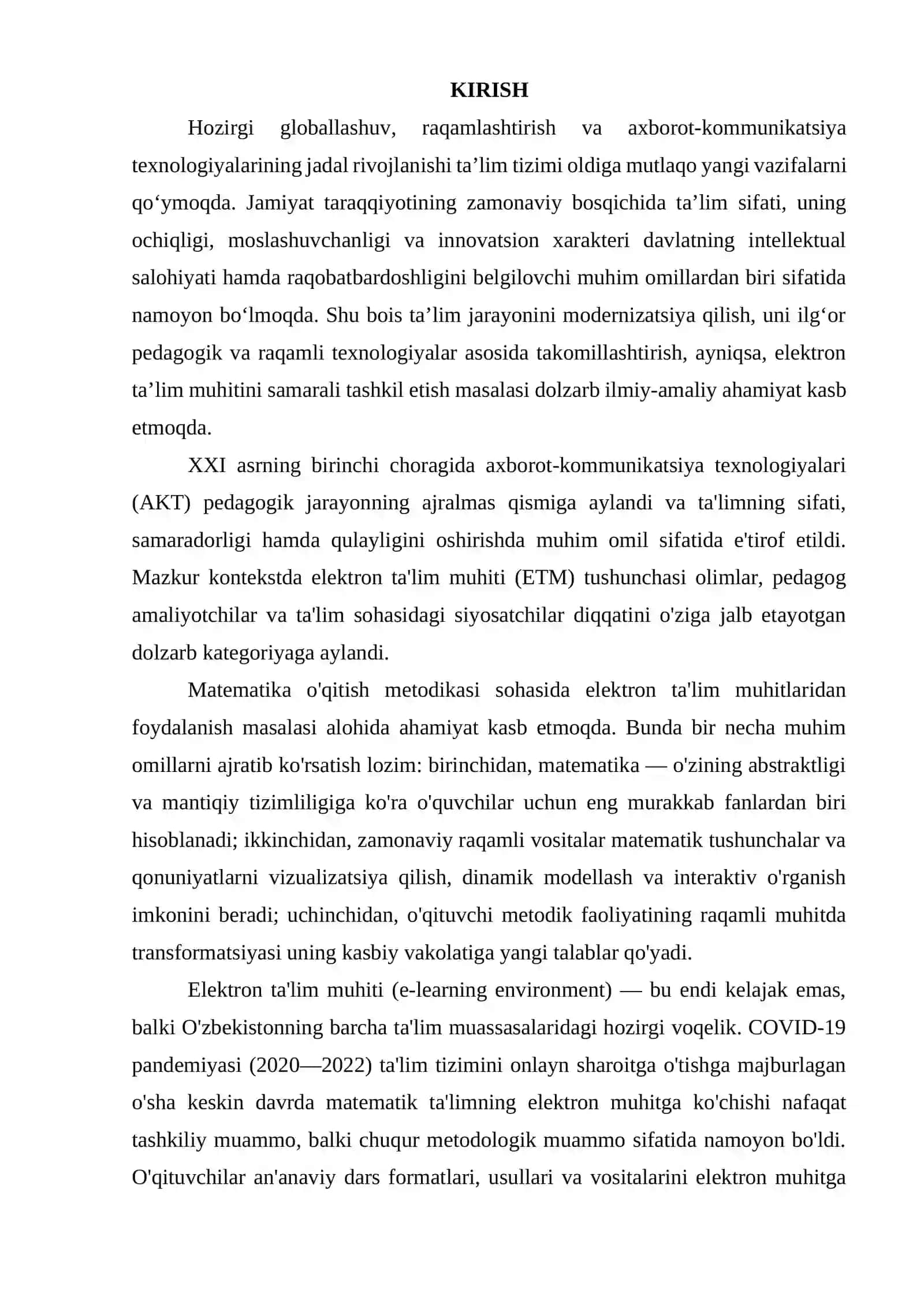 «Elektron ta'lim muhitida matematika o'qituvchisining metodik faoliyati» 3
