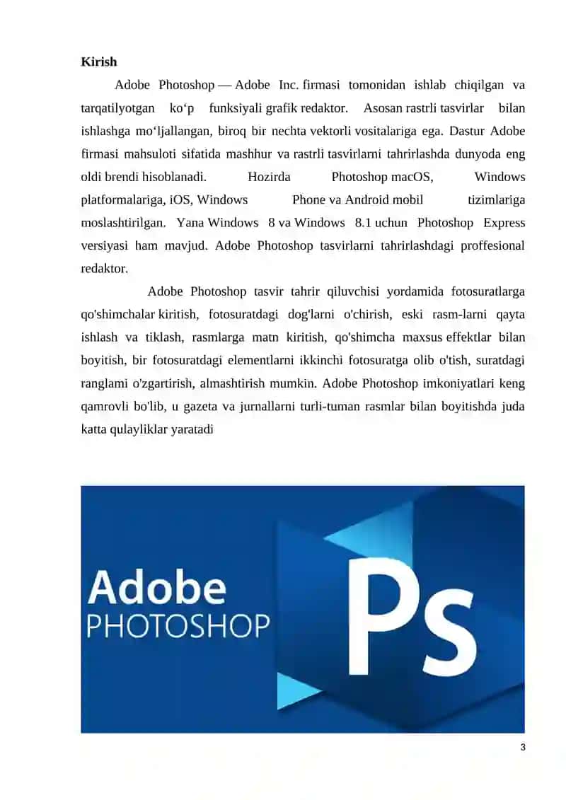 Adobe Photoshop dasturi va ishlash prinsipi 3