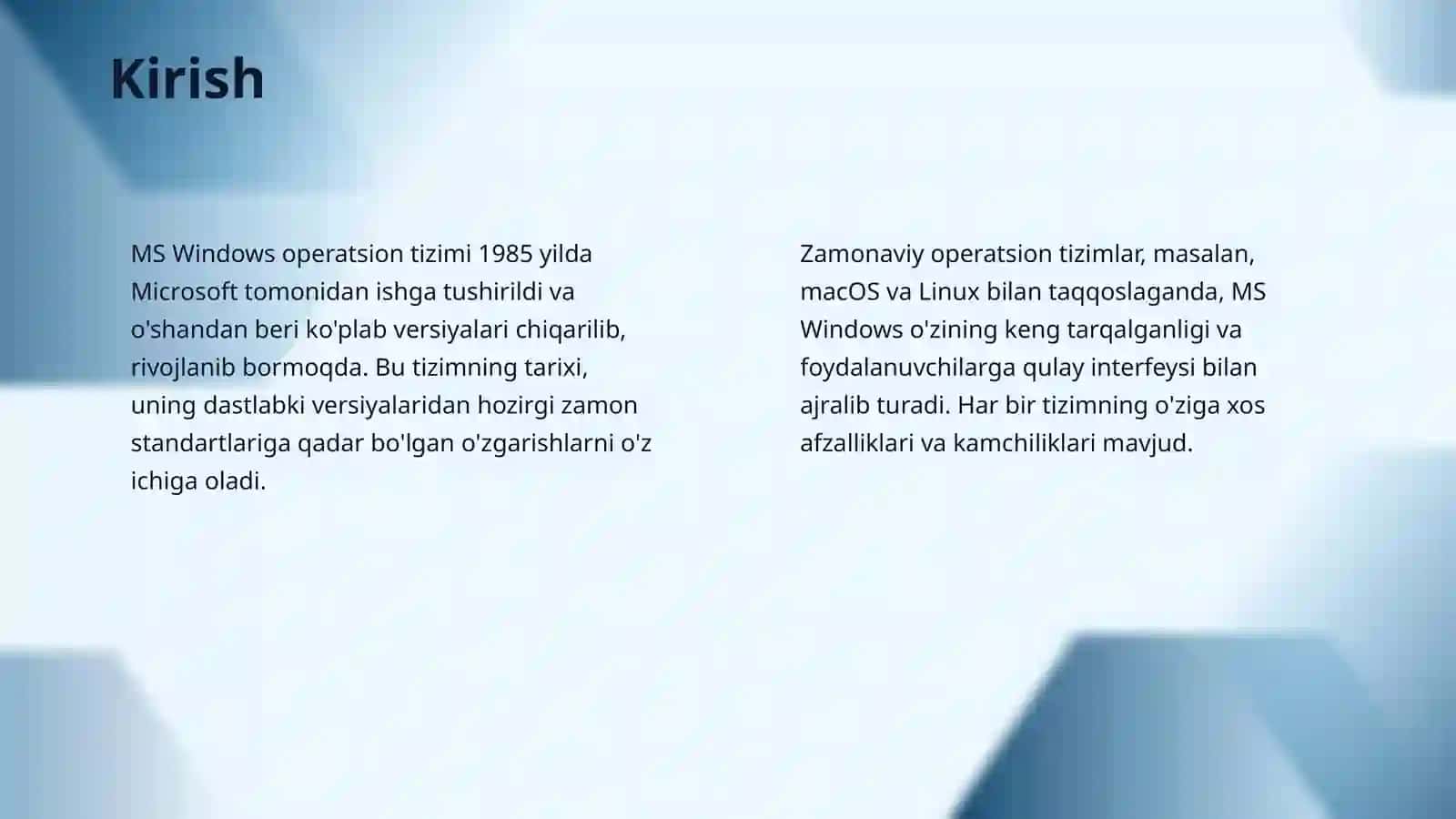 MS Windows operatsion tizimi 3