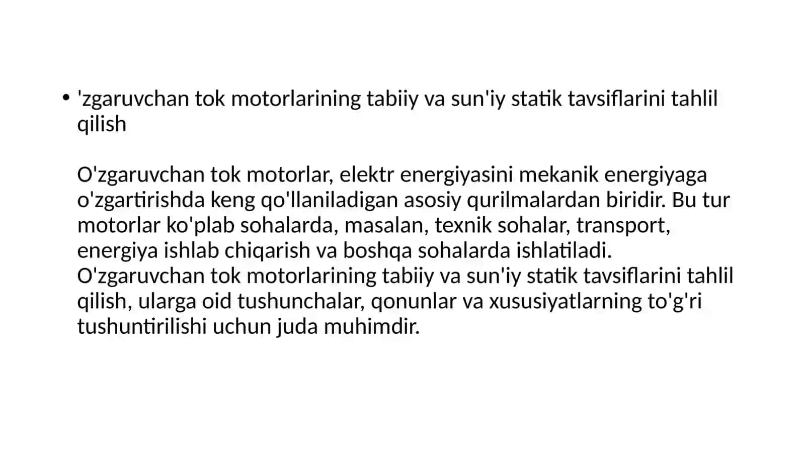 Elektrmashinalar va yuritmalar fanidan tayyorlagan MUSTAQIL ISHI 3