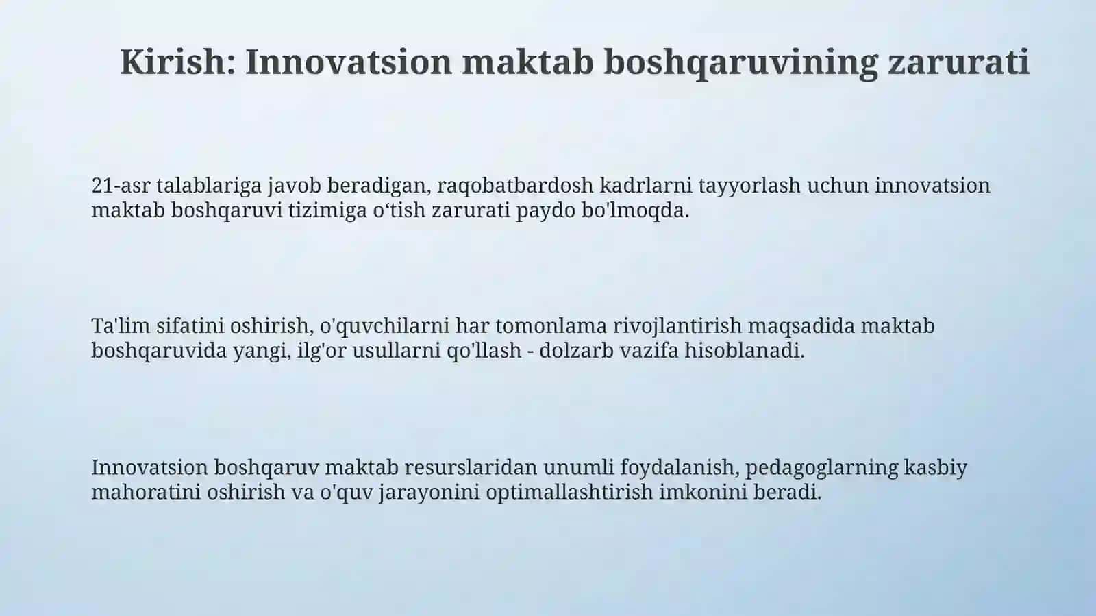 Maktabni innovatsion boshqaruv modeli va rivojlantirish dasturi 3