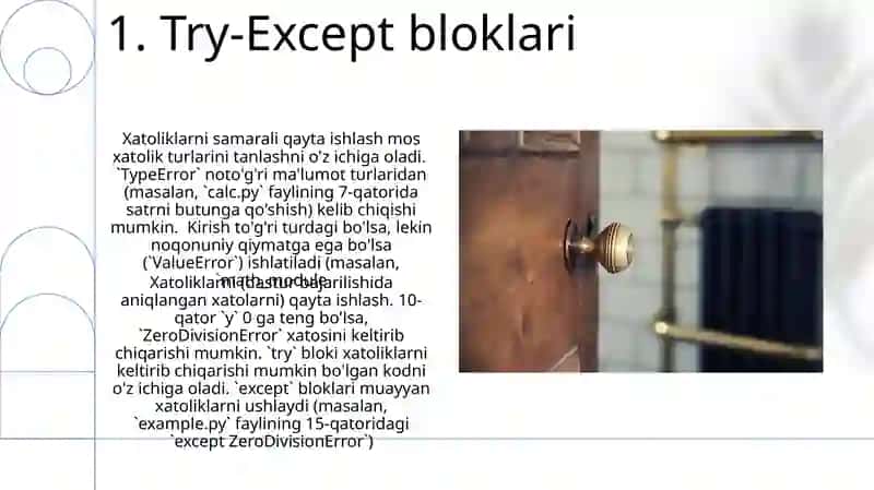 Istisno holatlarni qayta ishlash 3