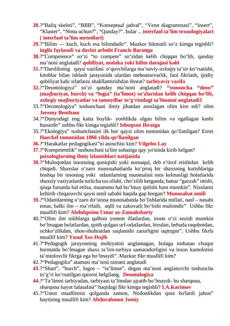 Boshlang‘ich ta’lim pedagogikasi -2 fanidan test savollari 3