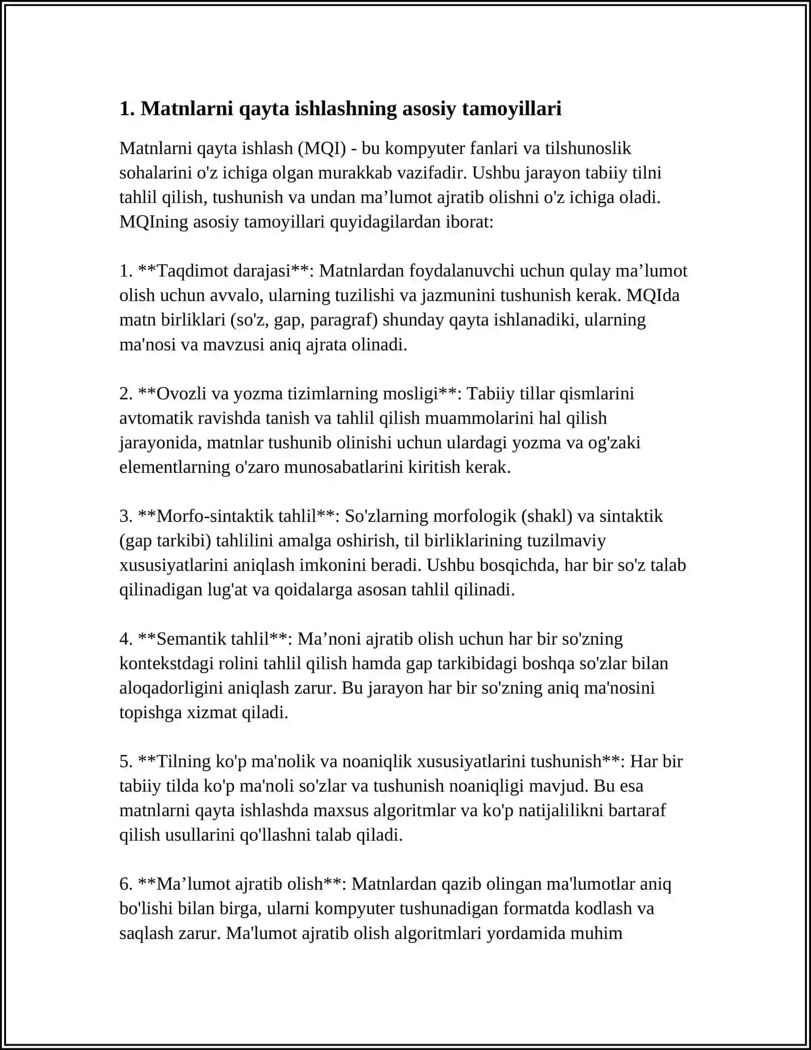 MATNLI AXBOROTLARNI QAYTA ISHLASH TEXNOLOGIYASI 3