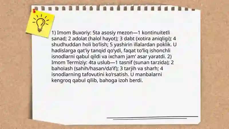Imom Buxoriy va Imom Termiziyning hadis ilmiga qushgan hissalarini qiyosiy tahlili 3
