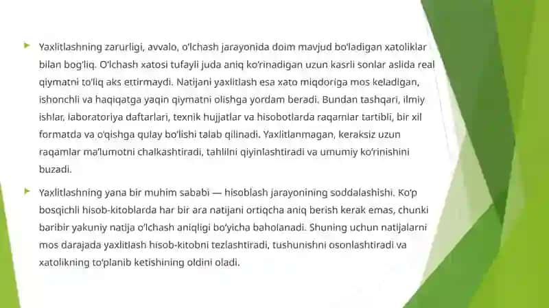 O‘lchash natijalarini yaxlitlash. Yaxlitlash qoidasi 3