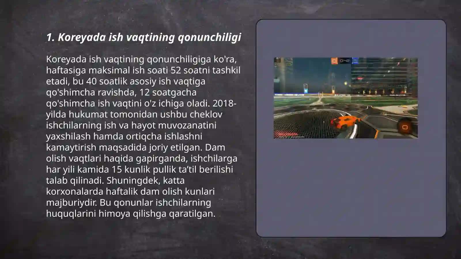 Koreyada Ish Vaqtining Qonunchiligi 3