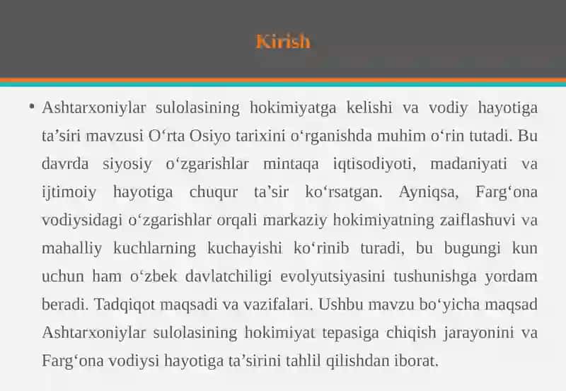Ashtarxoniylar hokimiyatga kelishi va vodiy hayotiga ta’siri 3