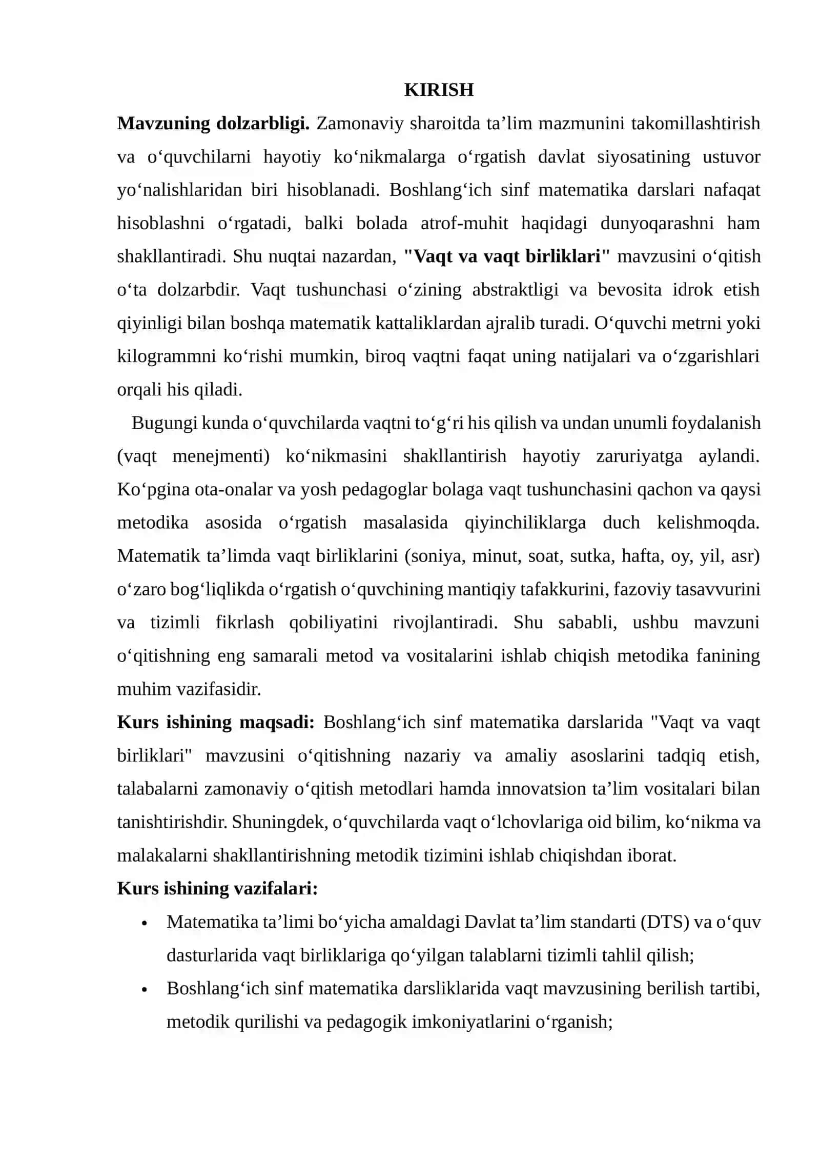 VAQT VA VAQT BIRLIKLARI MAVZUSIDA YOZGAN KURS ISHI 3