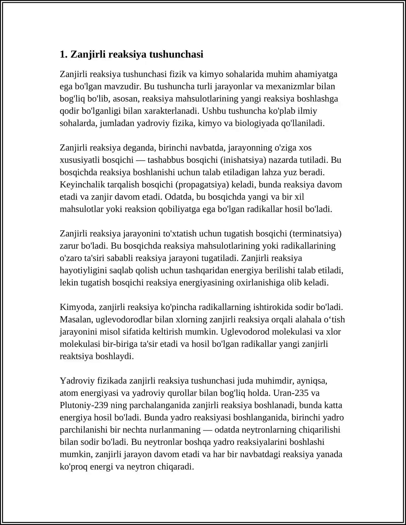 ZANJIRLI REAKTSIYALAR VA ULARNING ELEMENTAR JARAYONLARI 3