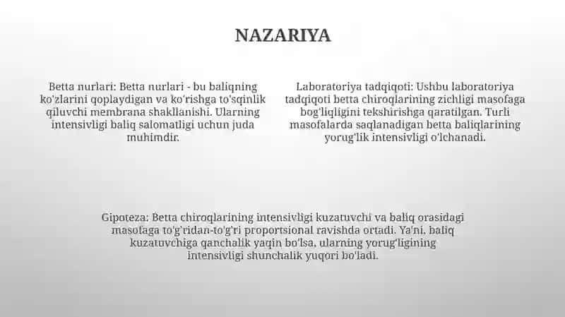 Betta Nurlanishlar Intensivligiga Masofaga Bog'Liqligini Tekshirish Labaratorya Ishi 3