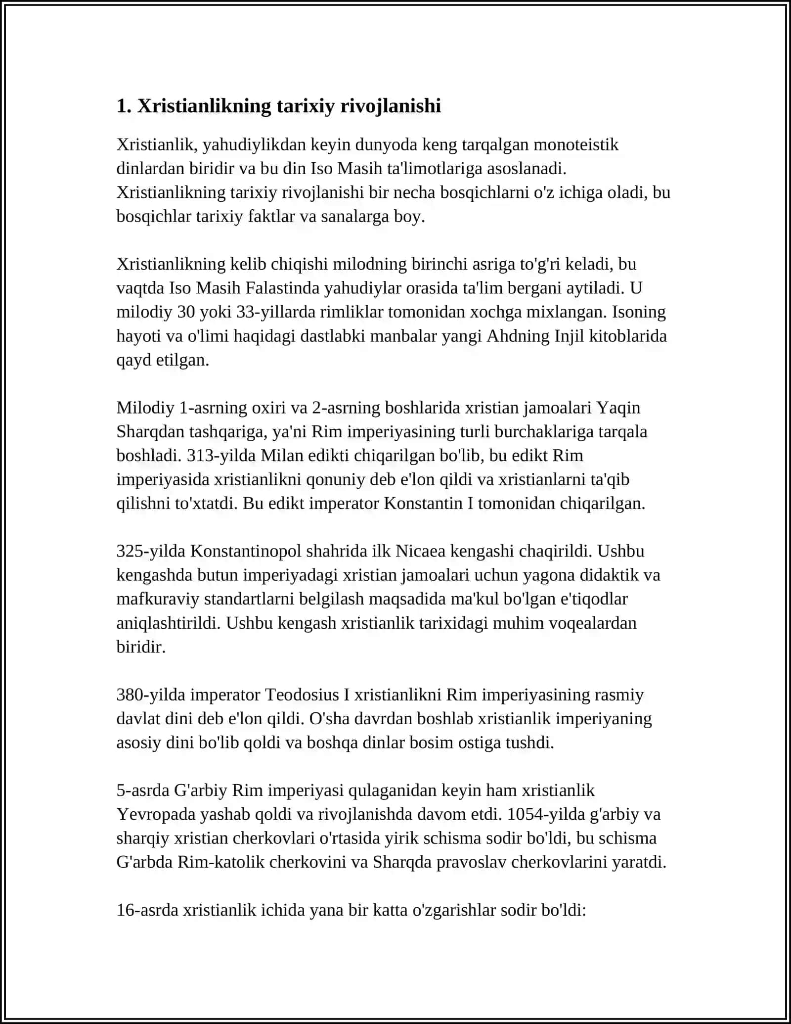 XRISTIANLIKNING JAHON DINI SIFATIDAGI MAQOMI 3