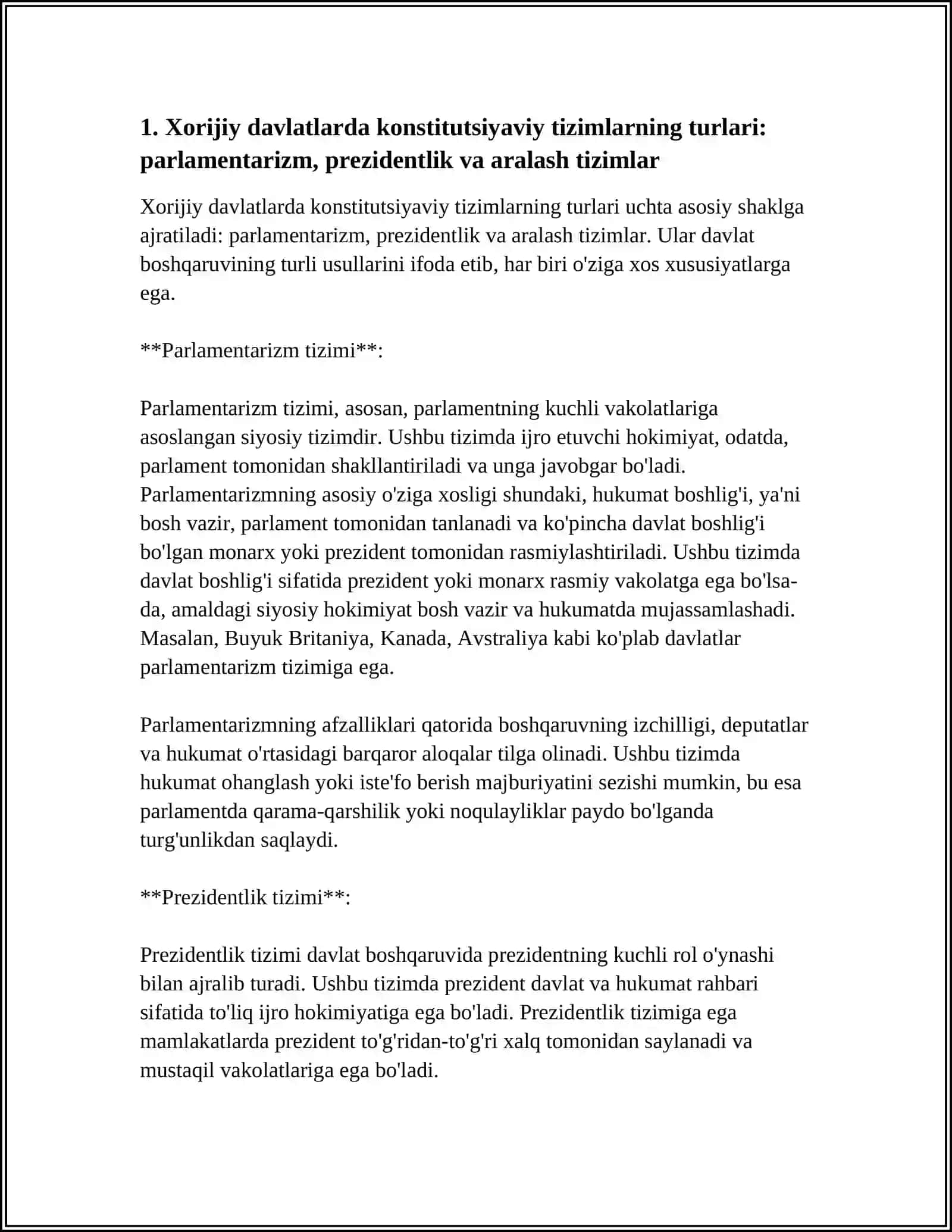 XORIJIY DAVLATLARNING KONSTITUTSIYAVIY TAJRIBASINI O'RGANISH 3