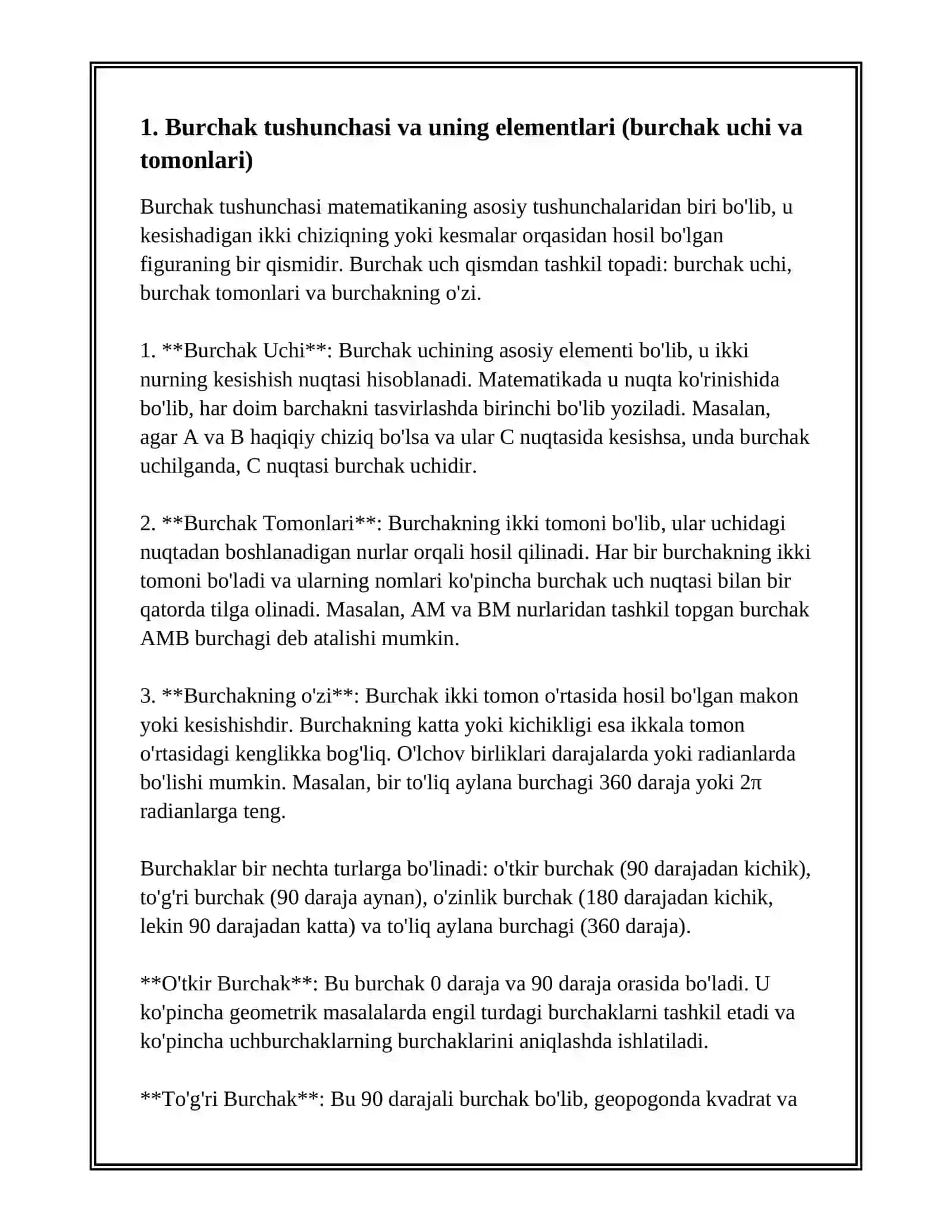 BURCHAKLAR VA ULARNING TURLARI. FIGURALARNI FARQLAY OLISH, QISMLARGA BO'LISH, QISMLARDAN FIGURALAR HOSIL QILISH 3