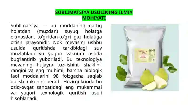 NOKNI SUBLIMATSIYA USULIDA QURITISH TEXNOLOGIYASI 3
