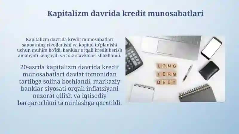 Kredit munosabatlari rivojlanishining asosiy bosqichlari 3