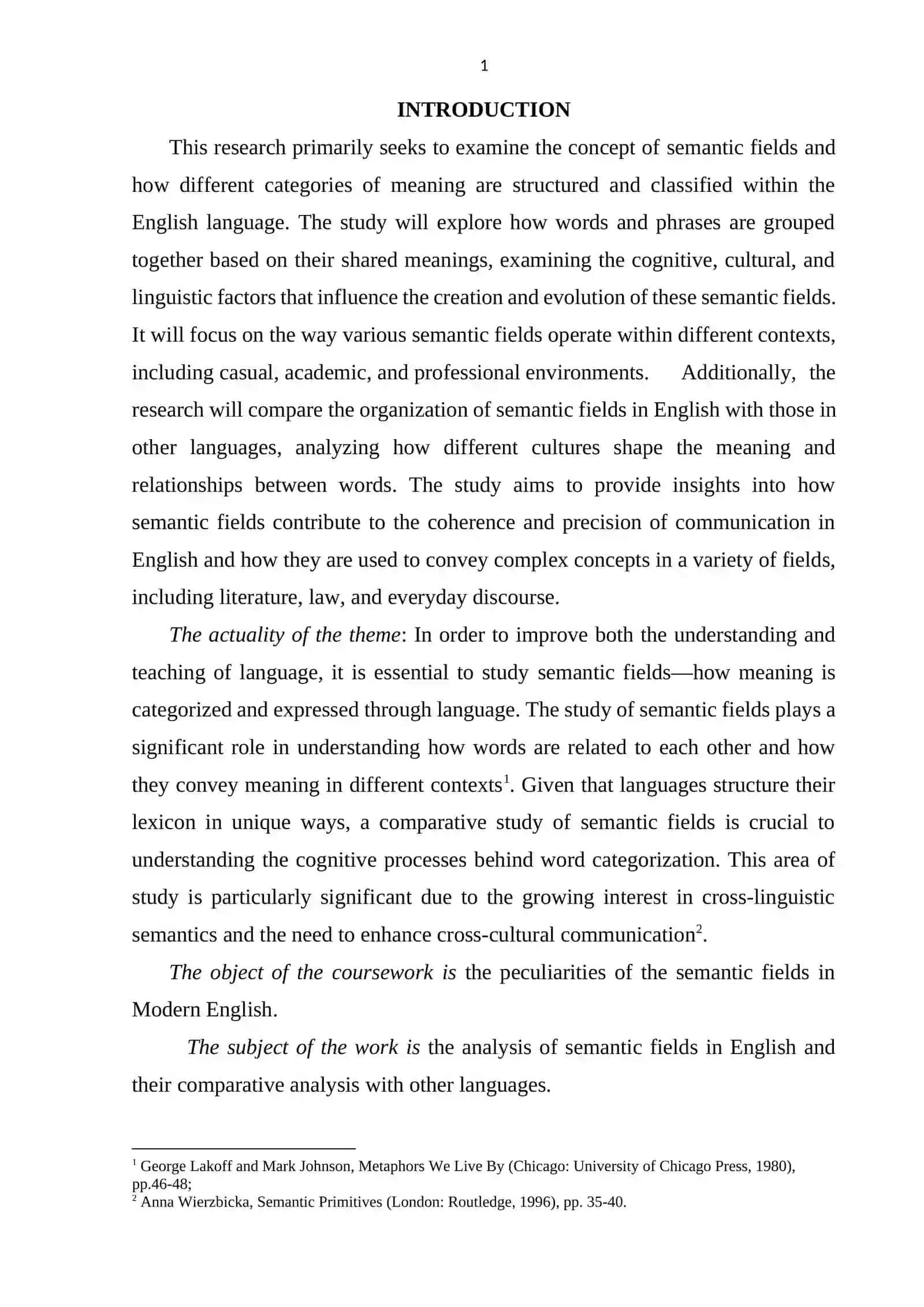 On the theme  “Semantic fields  Comparative study” 3