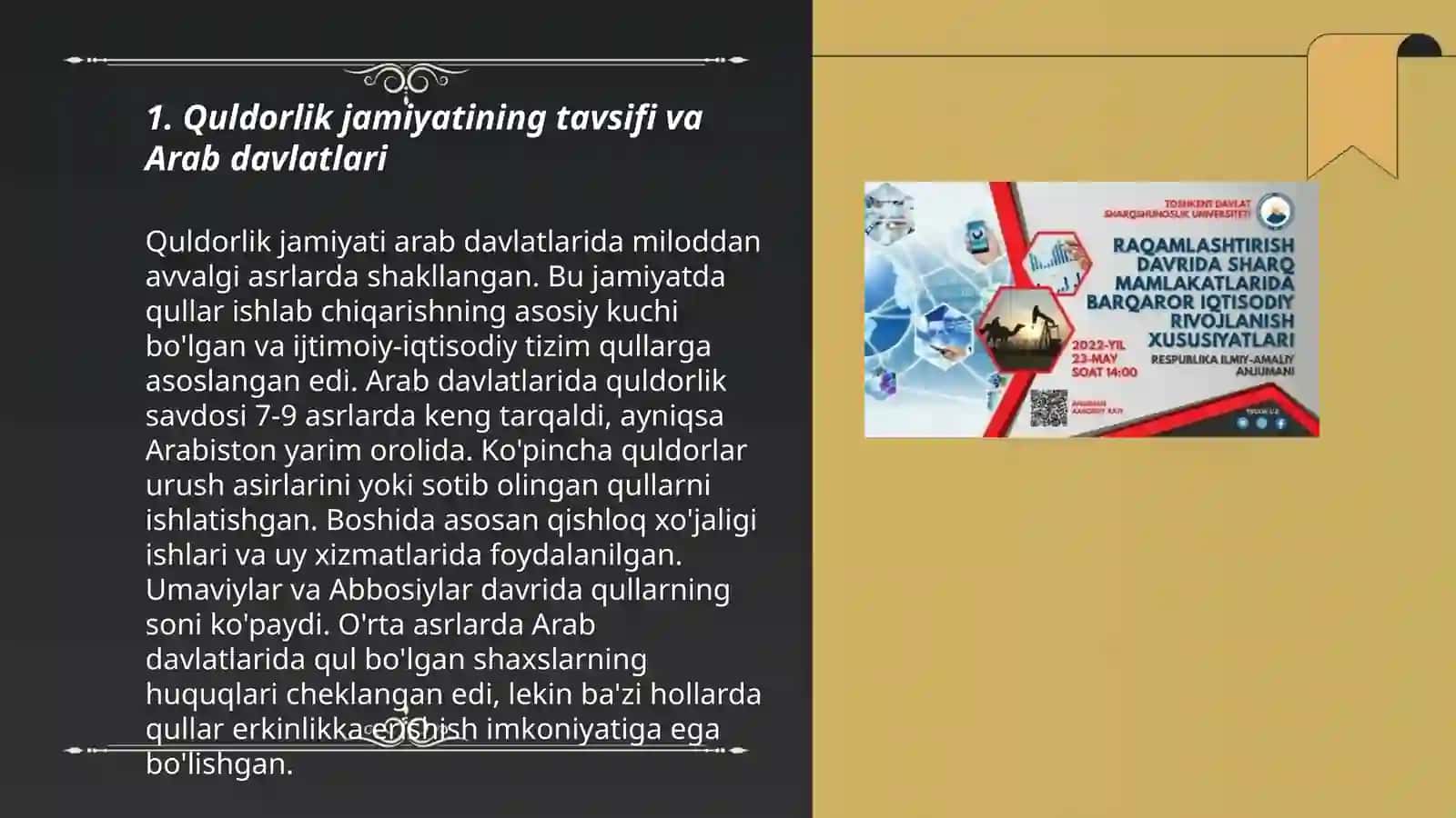 Quldorlik jamiyatini yemirilishi davrida Arab davlatidagi iqtisodiy gʻoyalar 3