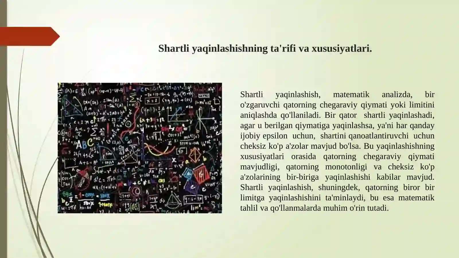 Ishorasio'zgaruvchan qatorning shartli va absolyut yaqinlashishi 3