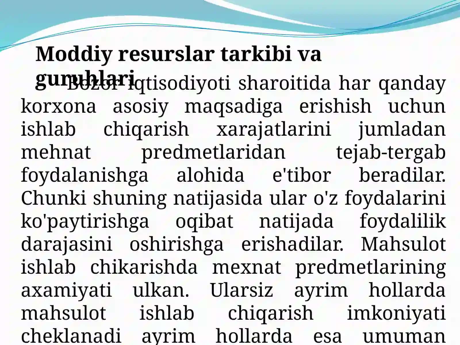 Moddiy resurslar bilan ta’minlanganlik tahlili 3