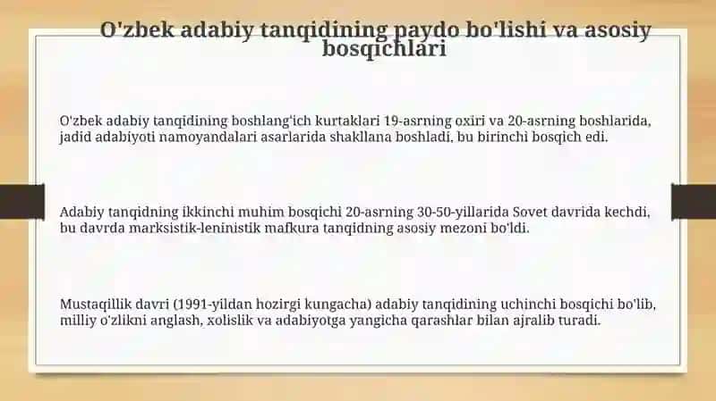 O'zbek adabiy tanqidining paydo bo'lishi va asosiy bosqichlari 3