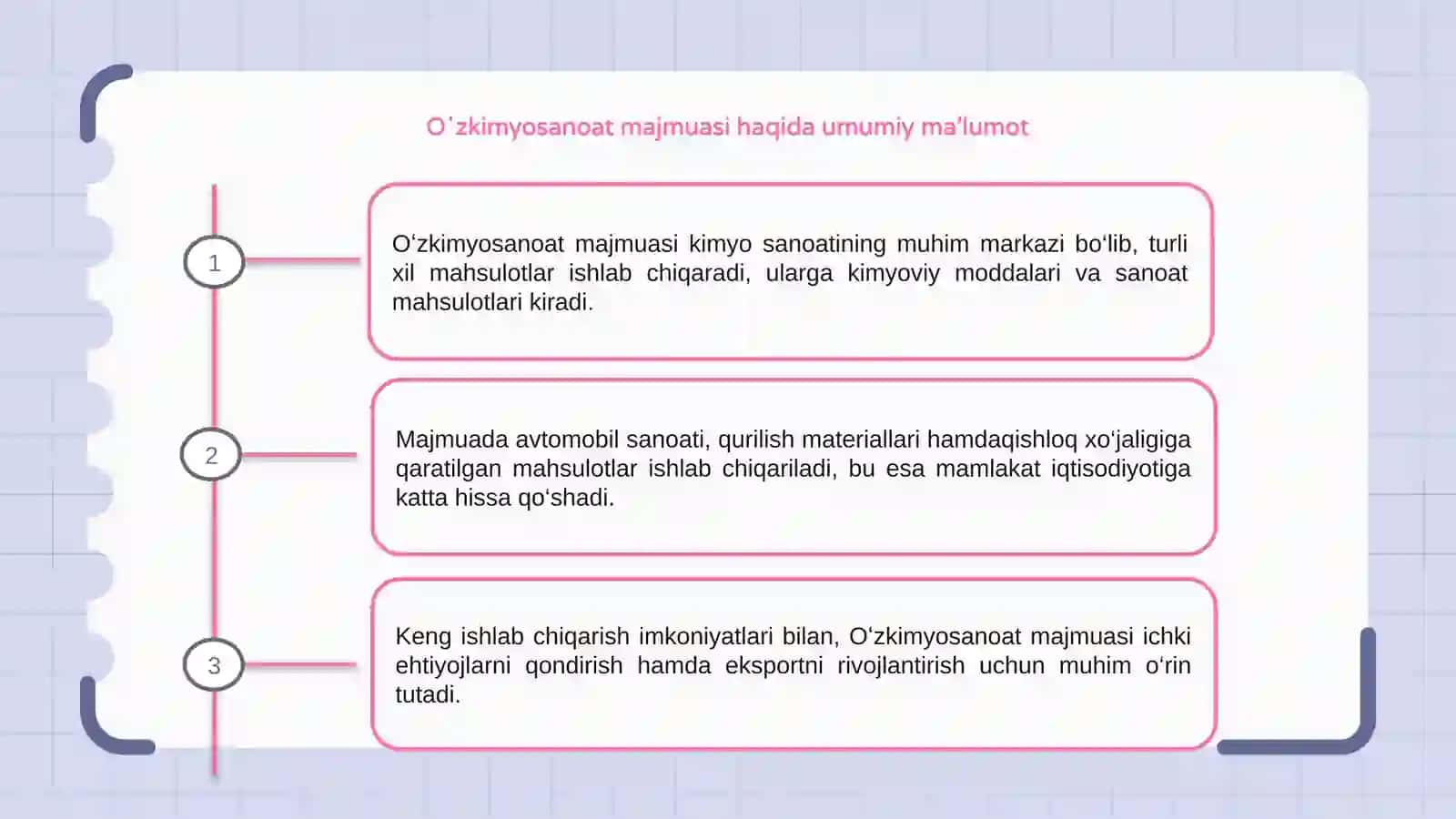 Oʻzkimyosanoat majmuasidagi ishlab chiqariladigan mahsulotlar 3