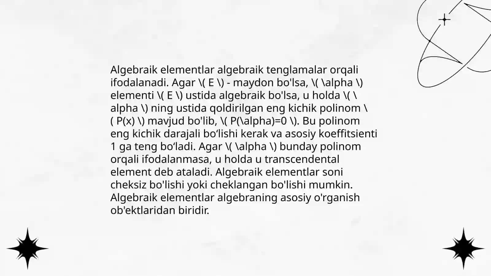 Algebraik elementlarni o‘rganish metodikasi 3
