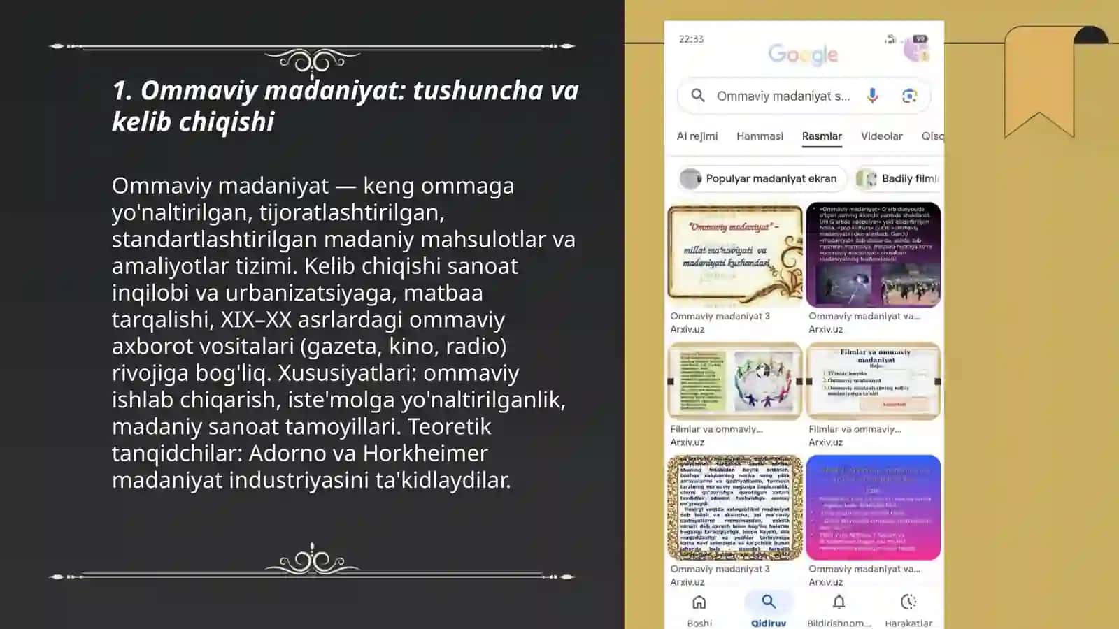 Ommaviy madaniyatning tarixi va uning turlari 3