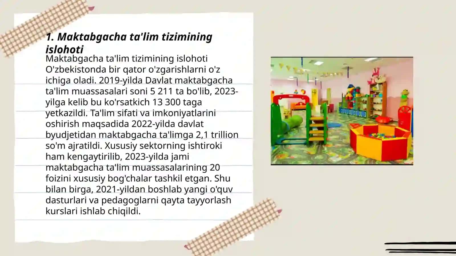 Maktabgacha ta'lim tizimining islohoti 3