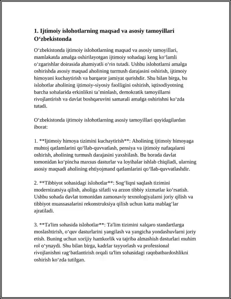 O'ZBEKISTONDA IJTIMOIY SOHADA AMALGA OSHIRILAYOTGAN OZGARISHLAR MAZMUN VA MOHIYATI 3