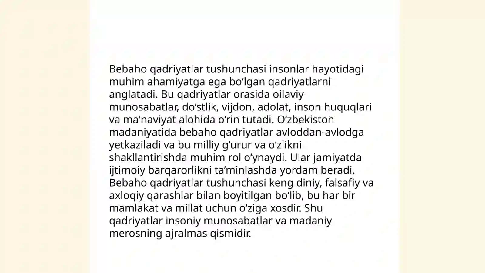 Bebaho qadriyatlar 3