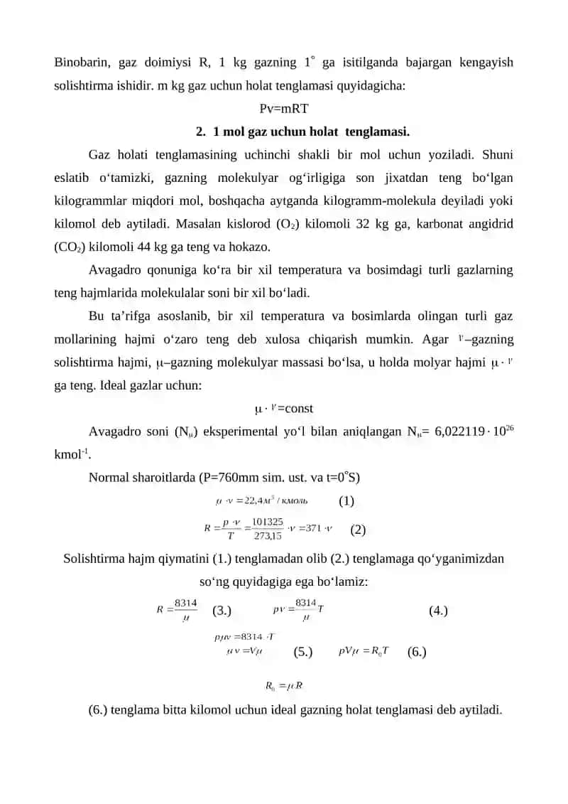 Ideal gazlar qonunlari 3