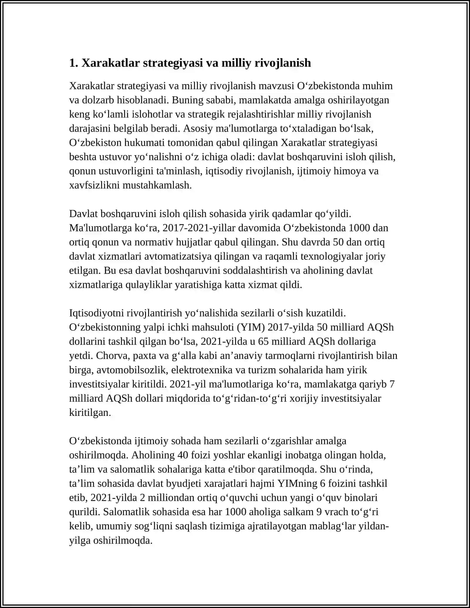XARAKATLAR STRATEGIYASI 3-YOʻNALISHI 3