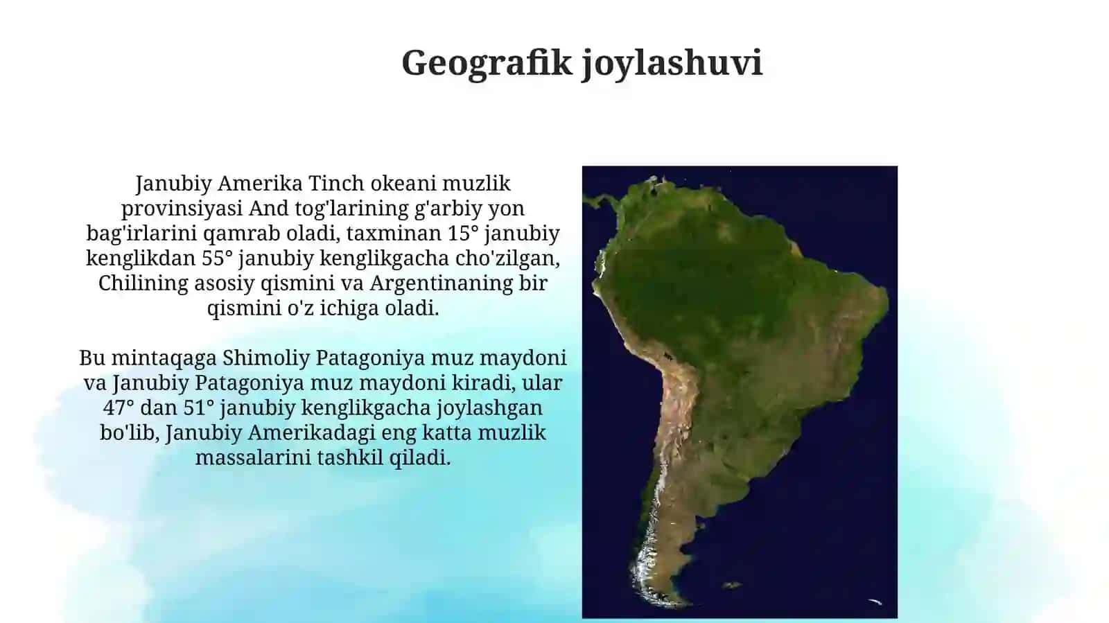 Tinch okeaning Janubiy Amerika muzliklari provensiyasi 3
