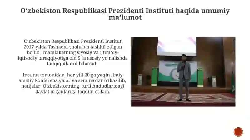Oʻzbekiston Respublikasi Prezidenti Instituti haqida umumiy maʼlumot 3