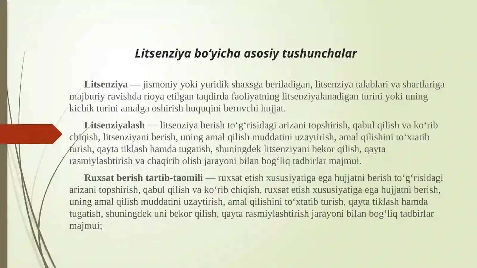 Litsenziyalashning va ruxsat berish tartib-taomillarining oʻziga xos xususiyatlari 3