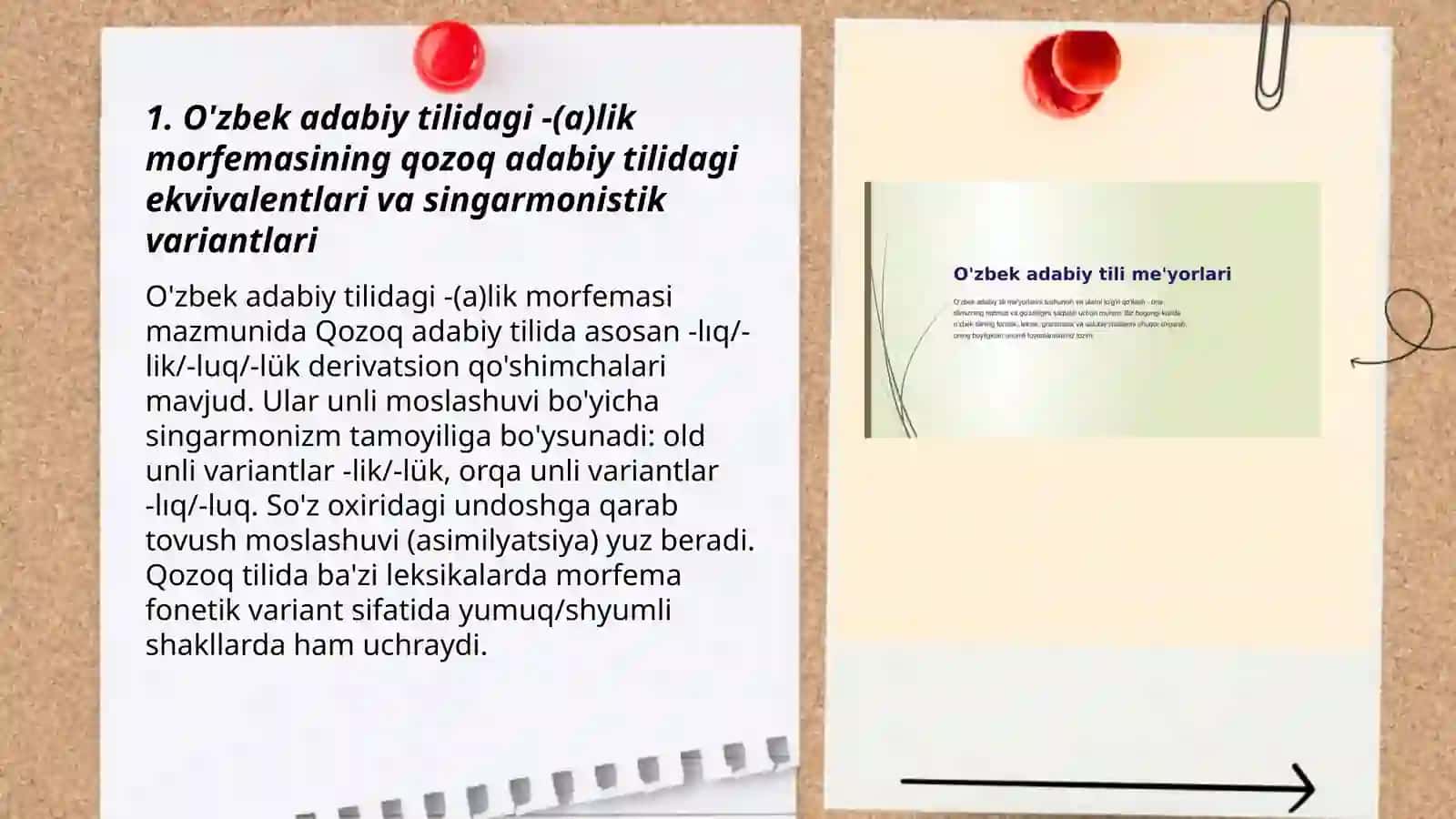 O'zbek adabiy tilida -(a)lik morfemasining qozoq, qoraqalpoq, qirg'iz, uyg'ur adabiy tillarida muvofiqlari va singarmonistik variantlari 3